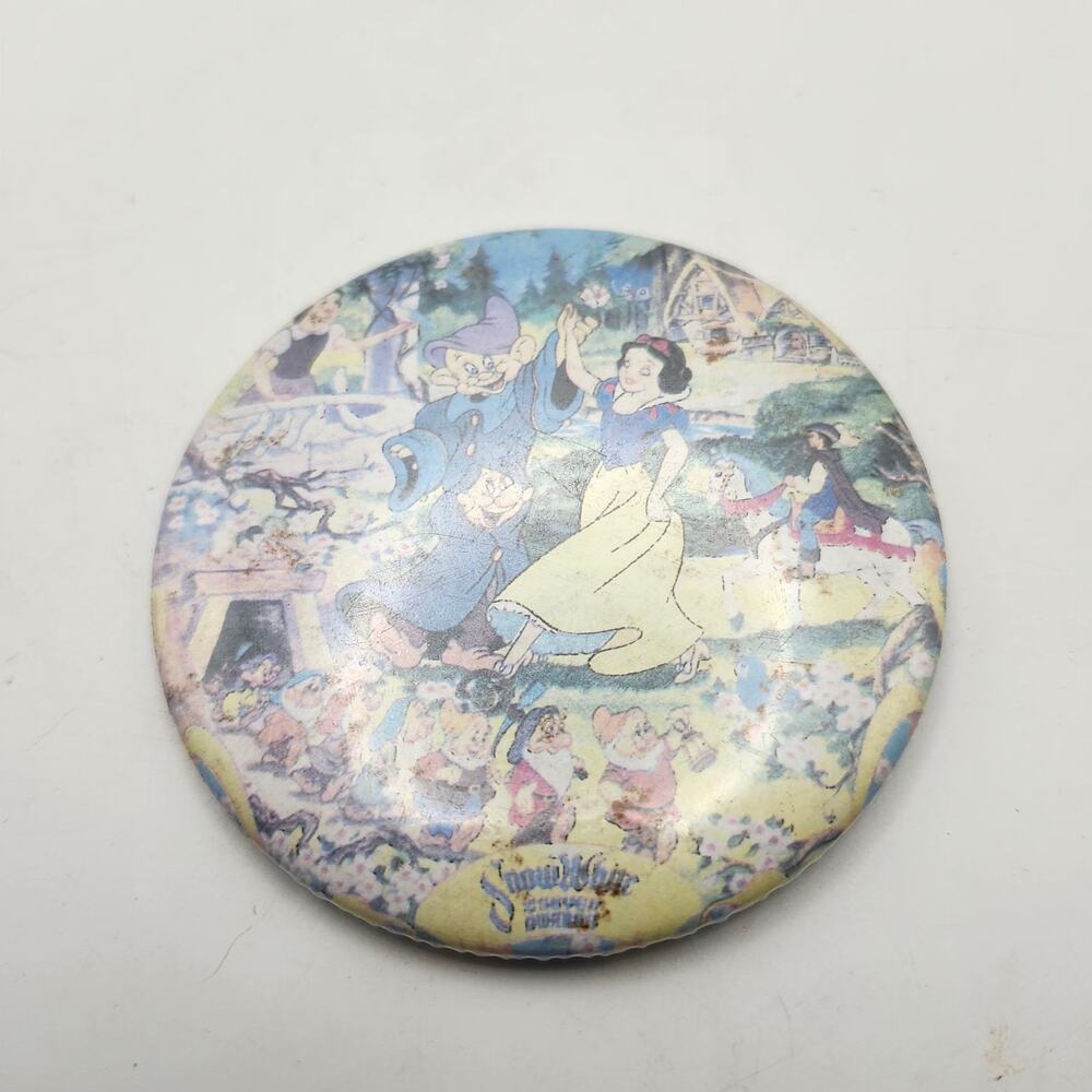 Vintage 1980s Disney Snow White Seven Dwarfs 3 Inch Pinback Button Disneyana